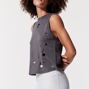 ALO Yoga Distressed Harley Muscle Tank - M